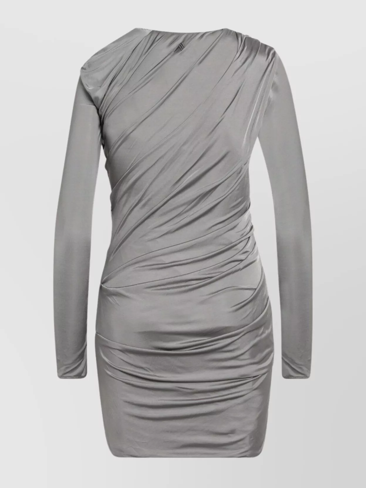 Attico Draped Mini Dress Asymmetric Silhouette Sleeves In Gray