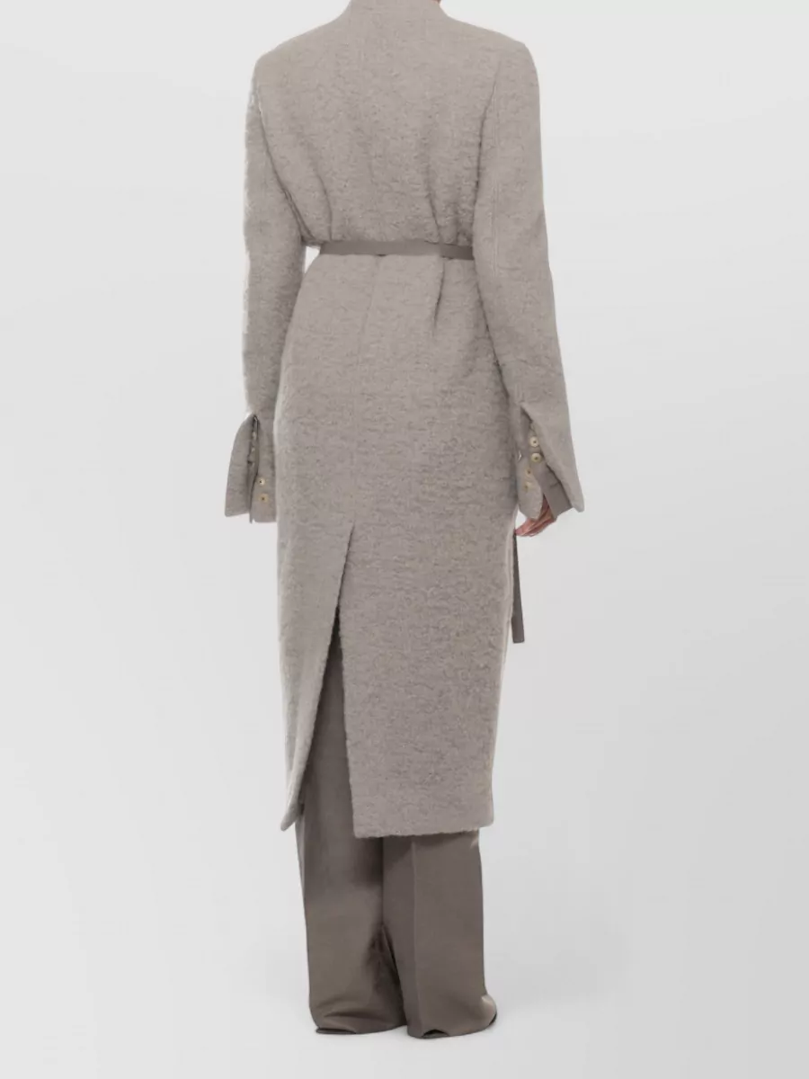 Rick Owens Alpaca Virgin Wool Long-Sleeve Fitted Coat
