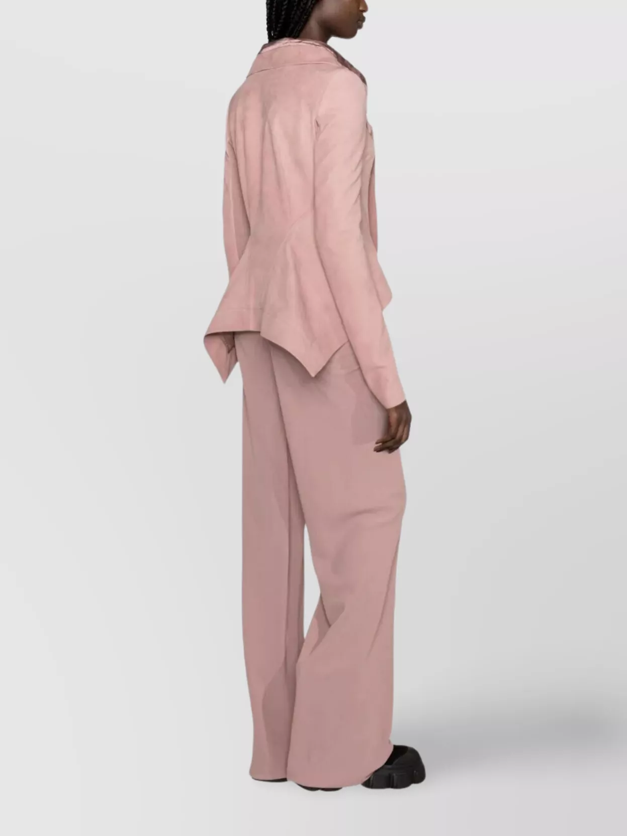 Rick Owens High Waist Wide Leg Trousers In Pink