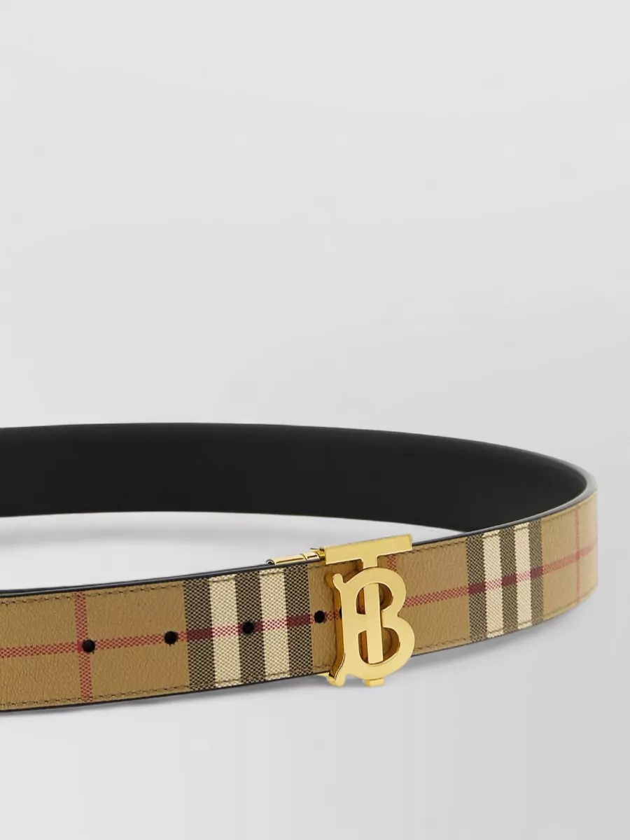 Burberry Tb Logo Reversible Belt Check Pattern