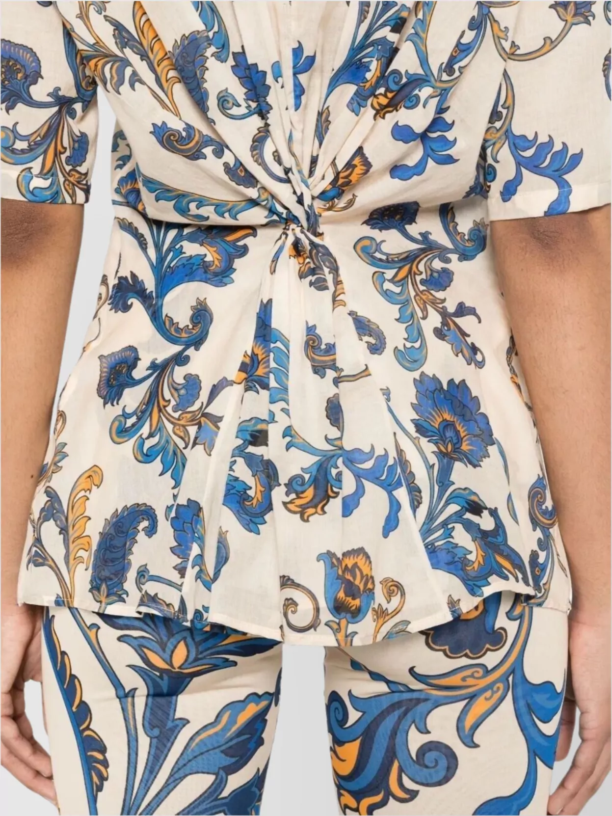 Etro Cotton Shirt With Floral Print And Short Sleeves