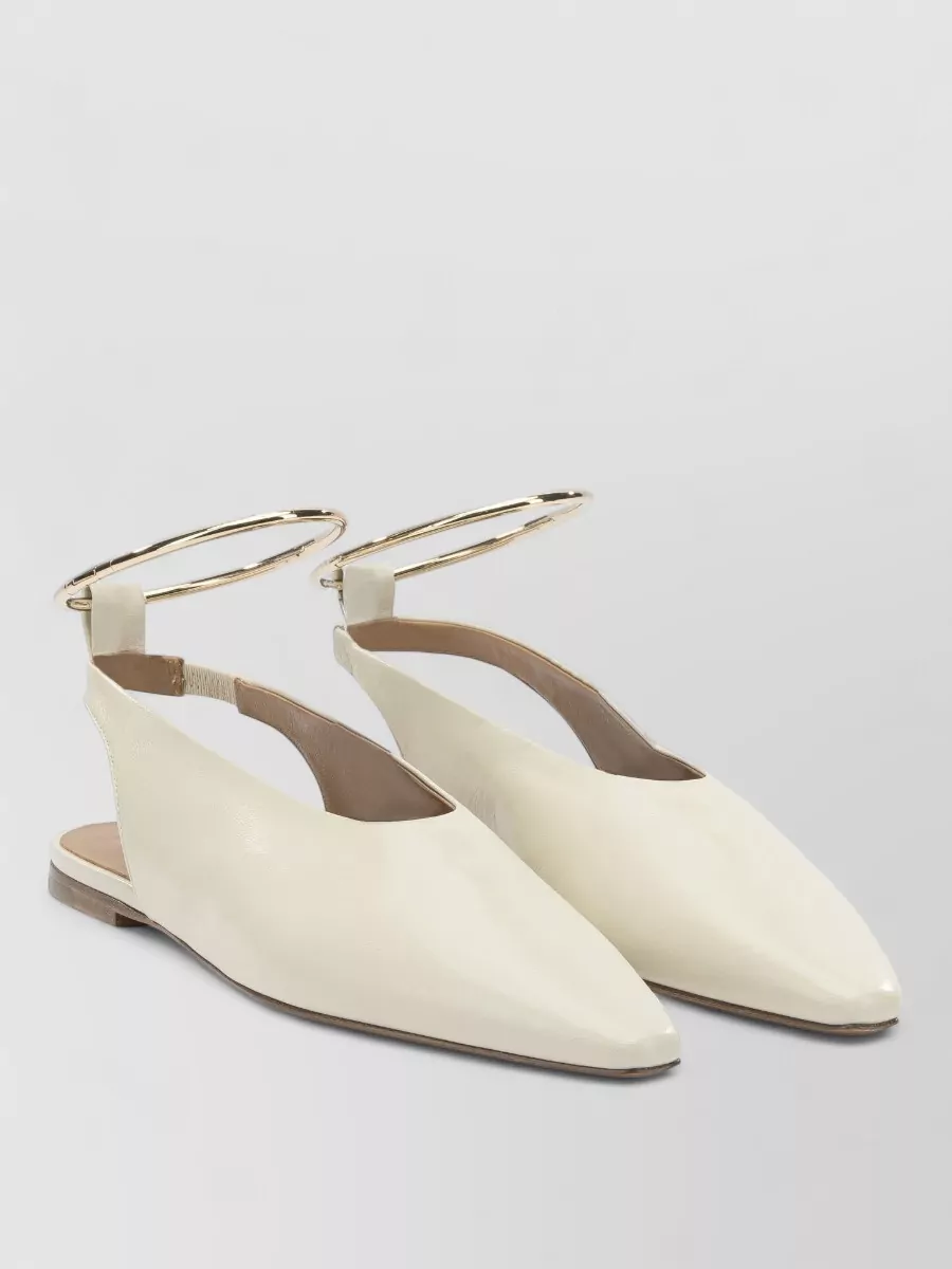 Jil Sander Pointed Toe Slingback Flat Shoes In White
