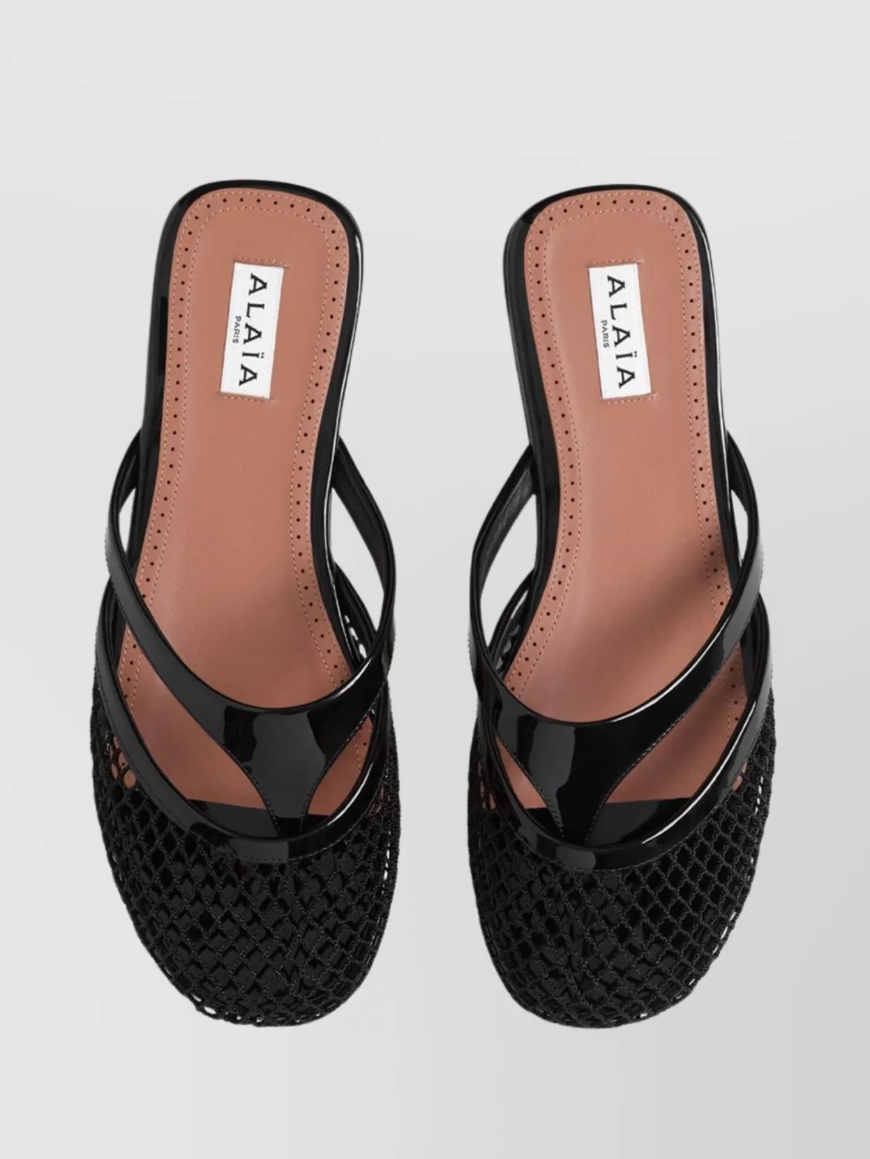 Shop Alaïa Mesh And Leather Flat Mules In Metallic