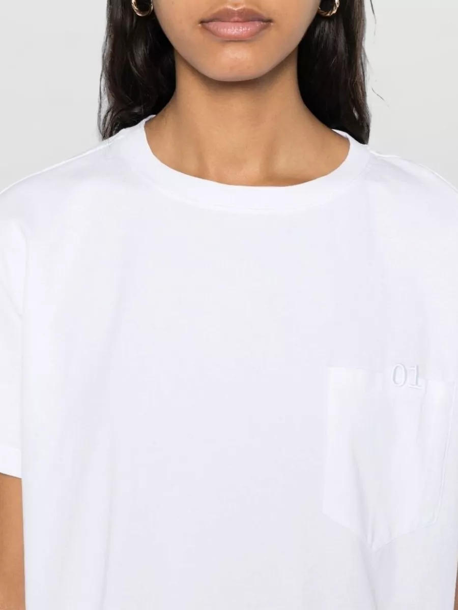 Semicouture Cotton Embroidered Patch Pocket Short-Sleeve T-Shirt