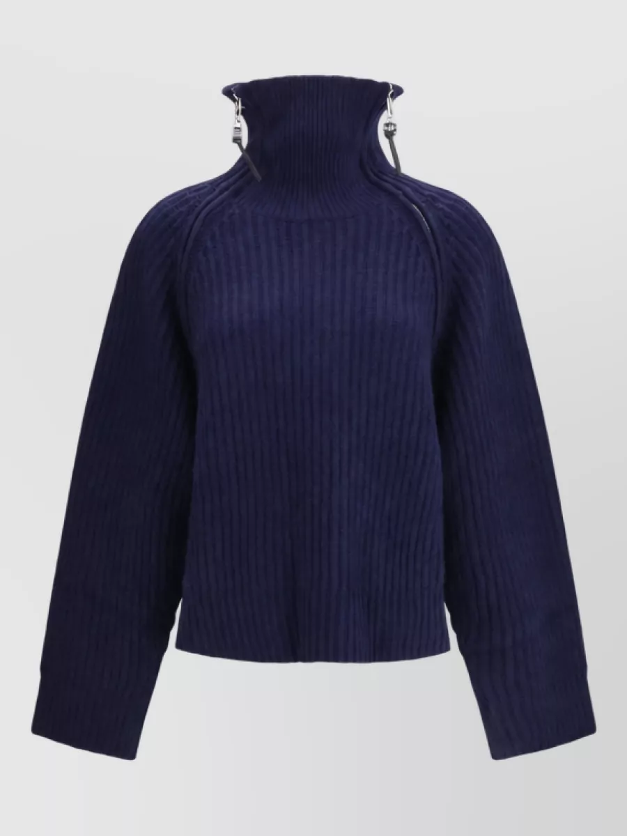 Ganni Merino wool oversized zip neck sweatshirt
