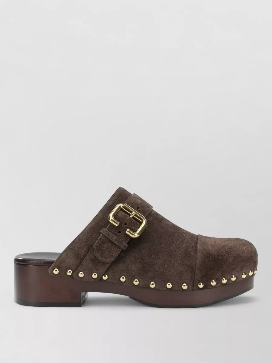 Chloé Suede Leather Jeannette Clog Mules