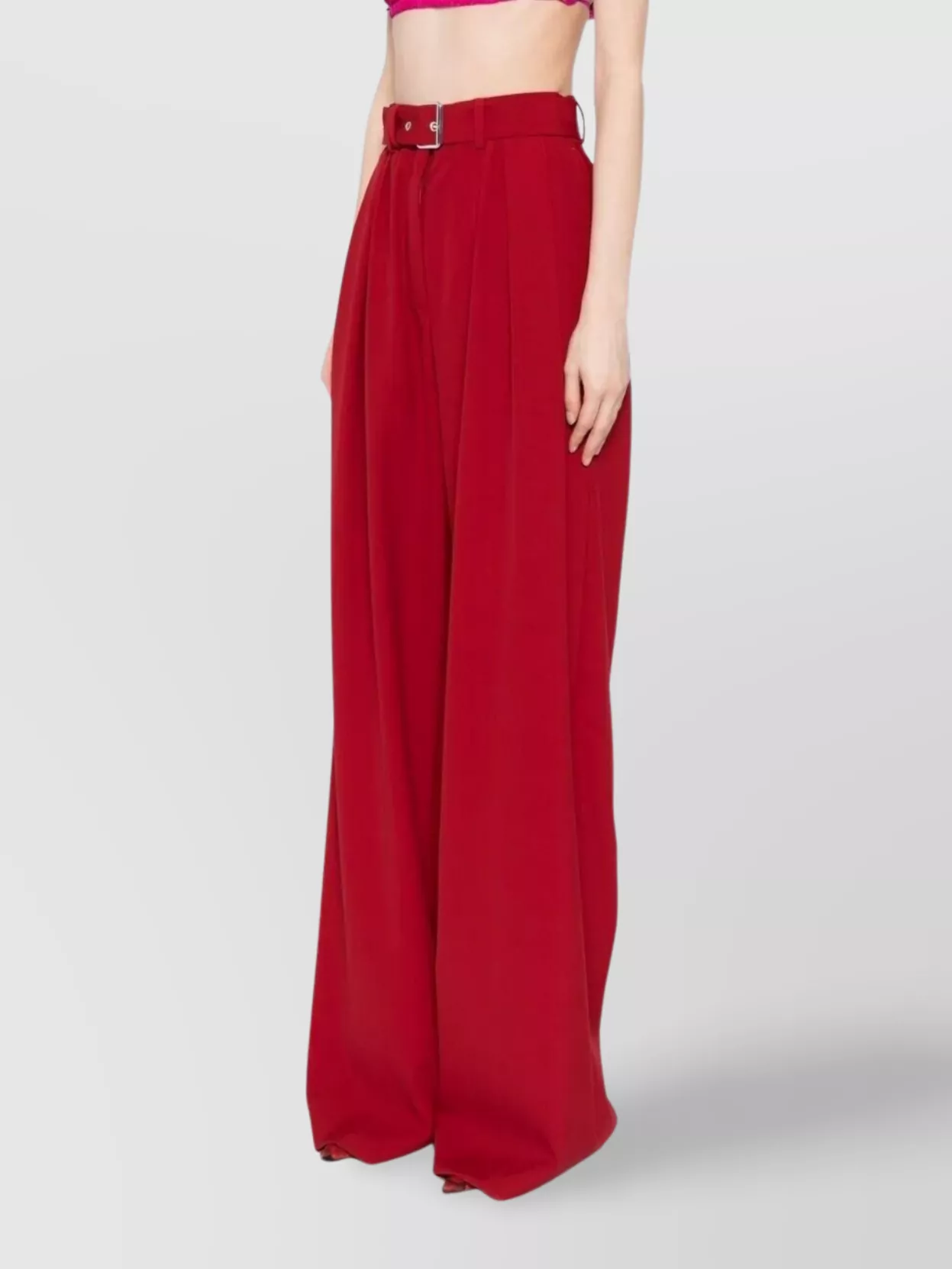 Dries Van Noten Wide Leg High Waist Trousers With Eyelet In Red