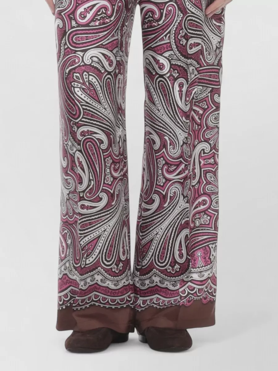 Parosh Silk Paisley-Print Wide-Leg Trousers