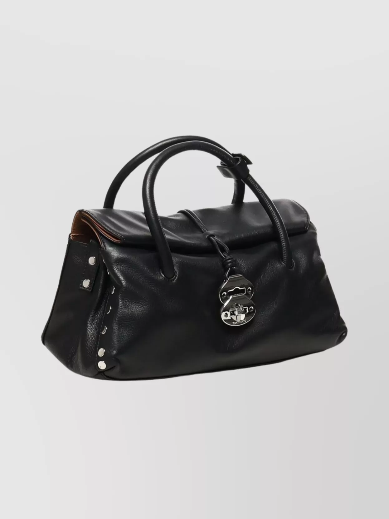Zanellato Small Leather Tote Bag Studs In Black