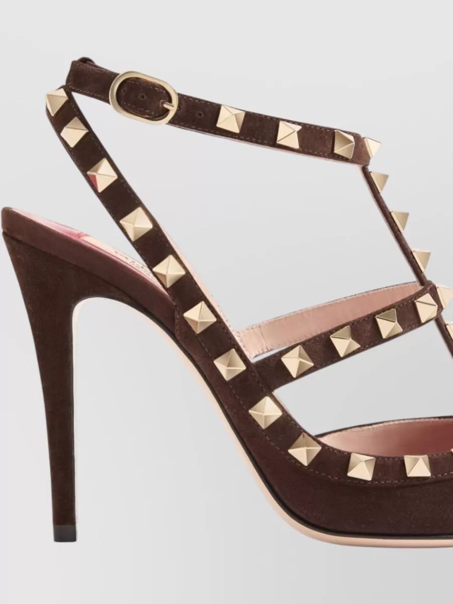 Valentino Garavani Leather Rockstud Ankle Strap Pumps