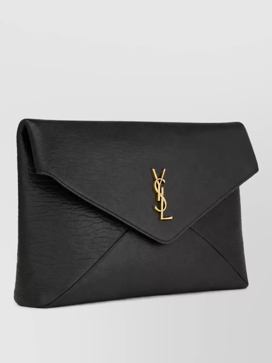 Saint Laurent cassandre large leather clutch bag