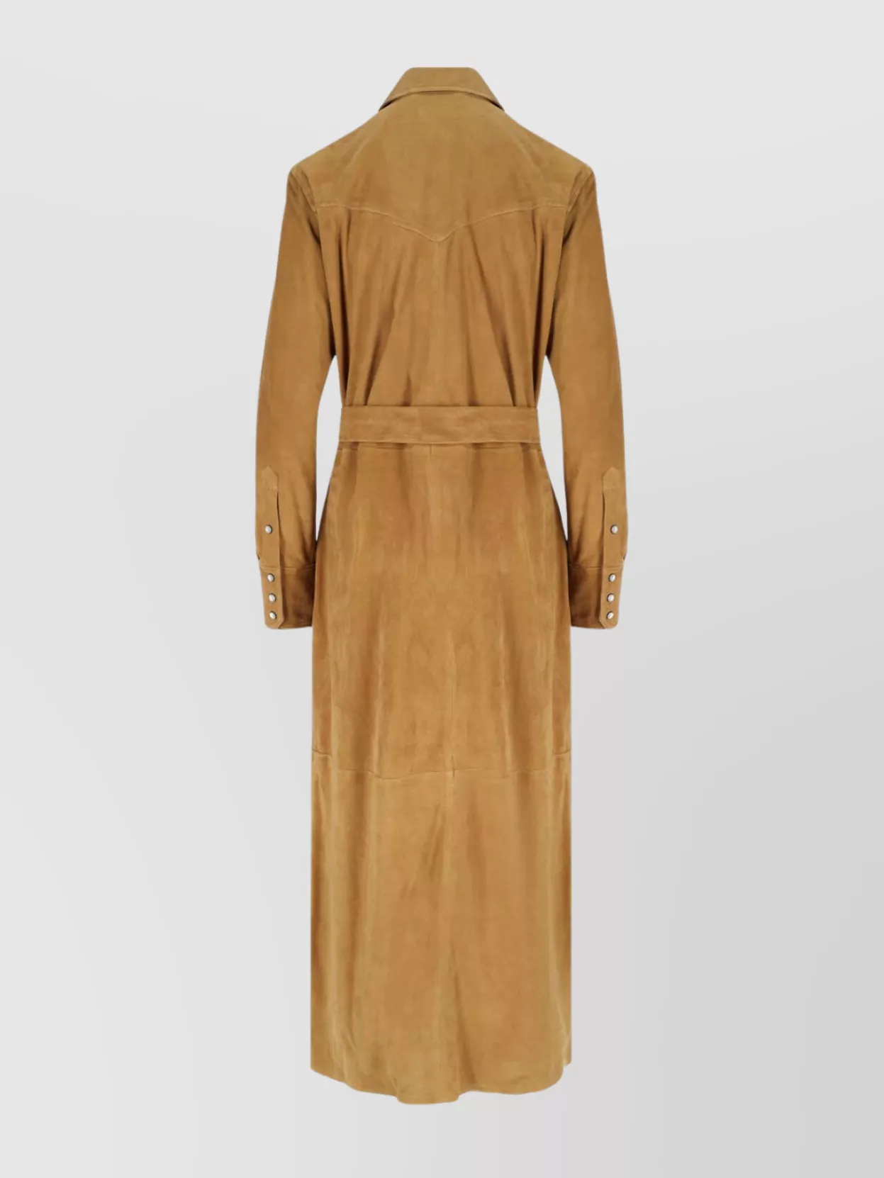 Polo Ralph Lauren Maxi Chemisier In Soft Brown Suede In Gold