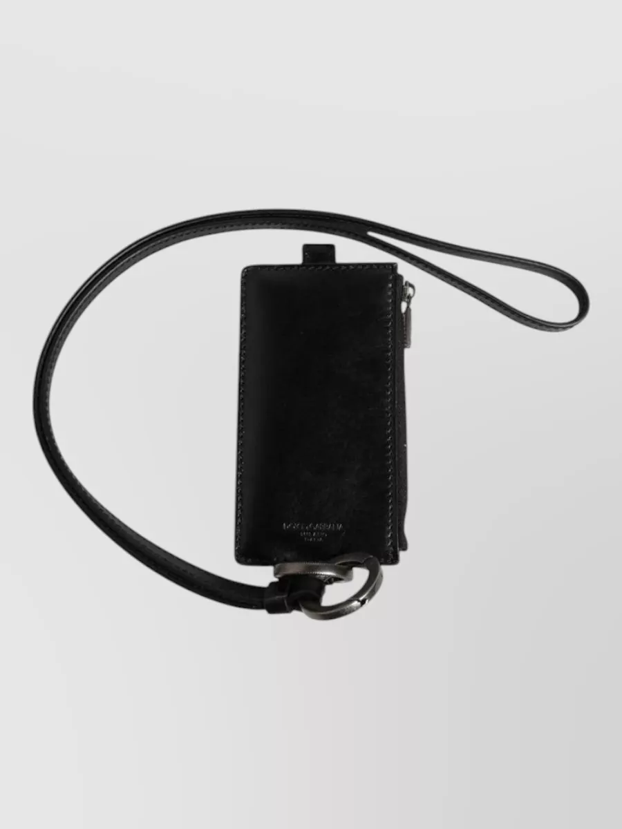 Dolce&Gabbana Leather Logo Embossed Lanyard Card Holder