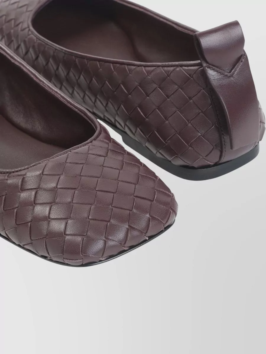 Bottega Veneta Leather Square-Toe Ballerina Flats