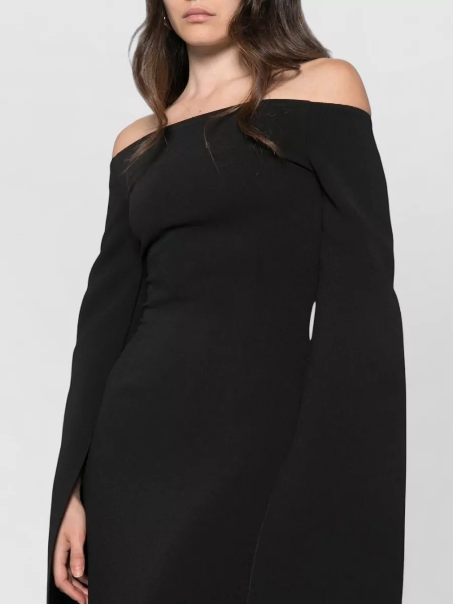 Solace London Crepe Off-Shoulder Long-Sleeve Maxi Dress