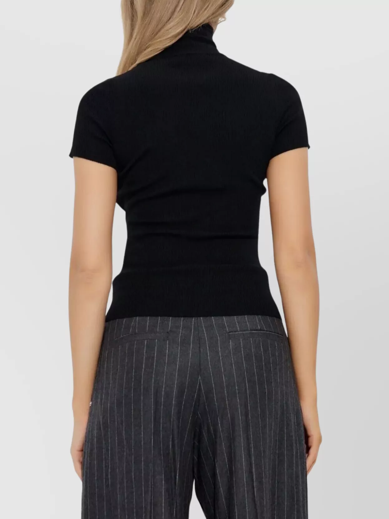 Max Mara Ribbed Turtleneck Short Sleeve Top