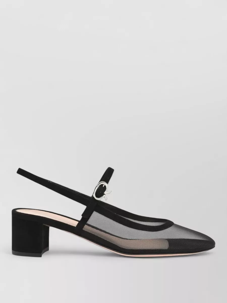 Gianvito Rossi Francoise Suede Link Mesh Slingback Pump