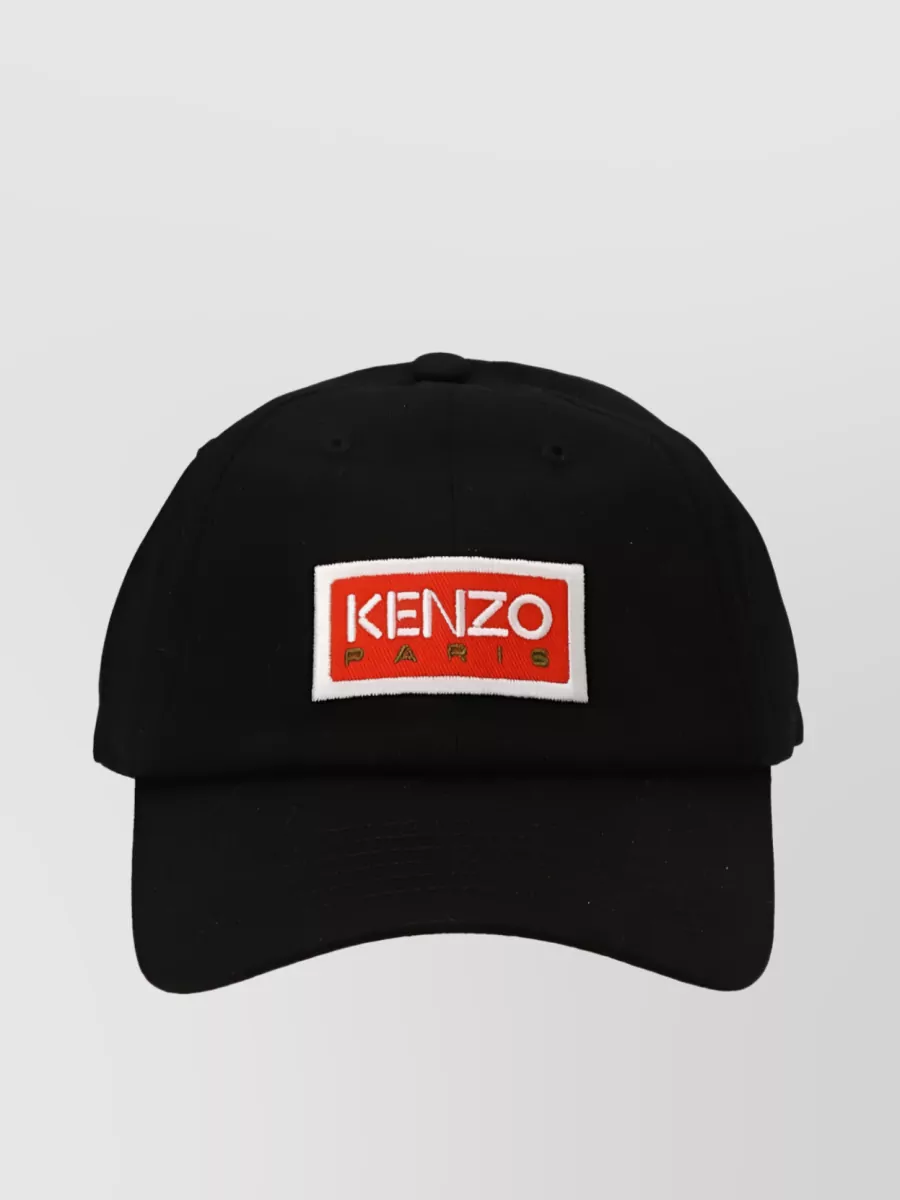 Shop Kenzo Curved Peak Logo Cap In Black