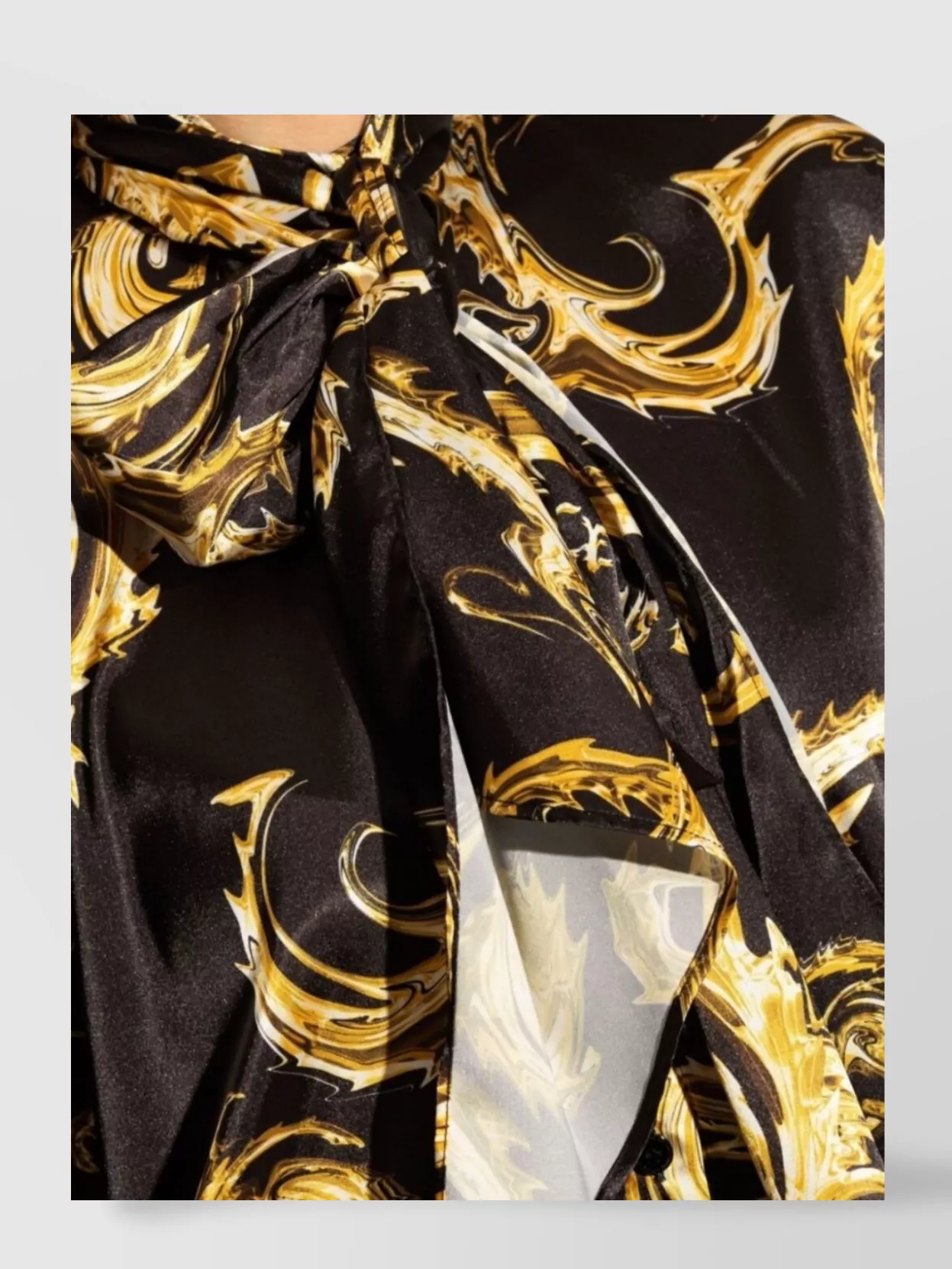 Shop Versace Jeans Couture Spike Print Baroque Satin Shirt In Brown