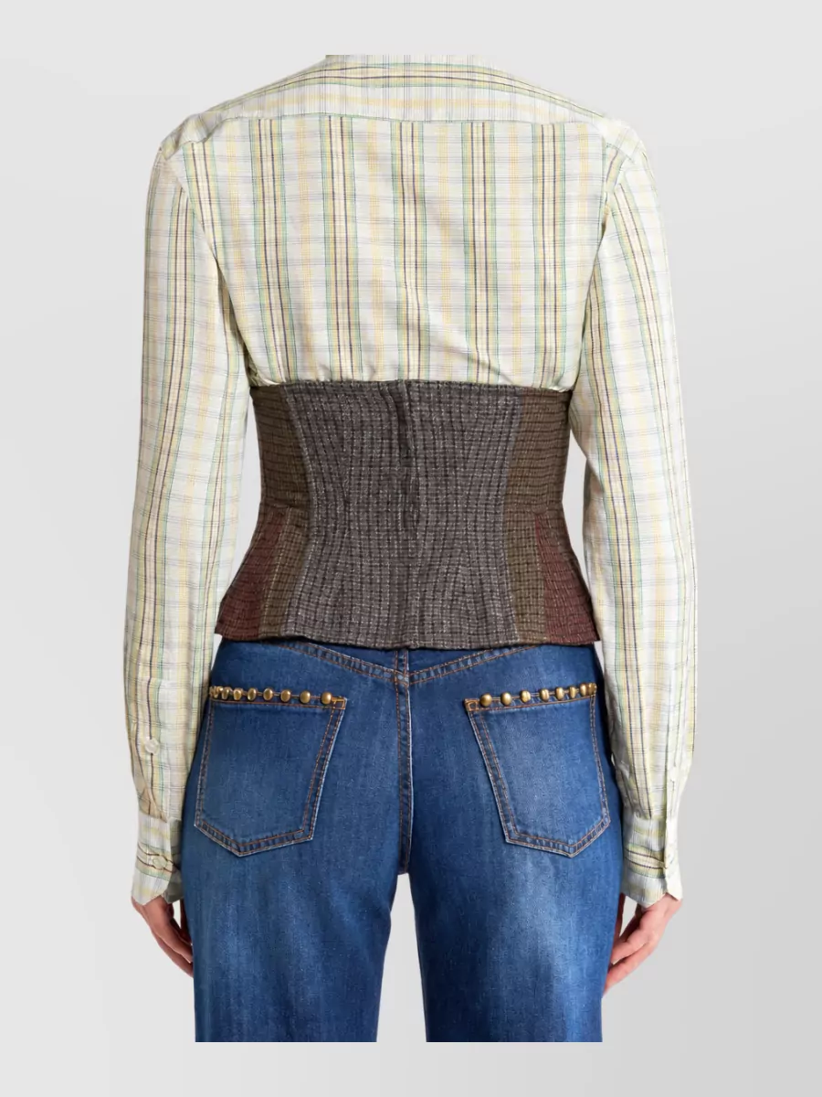 Etro Houndstooth Wool Corset Belt