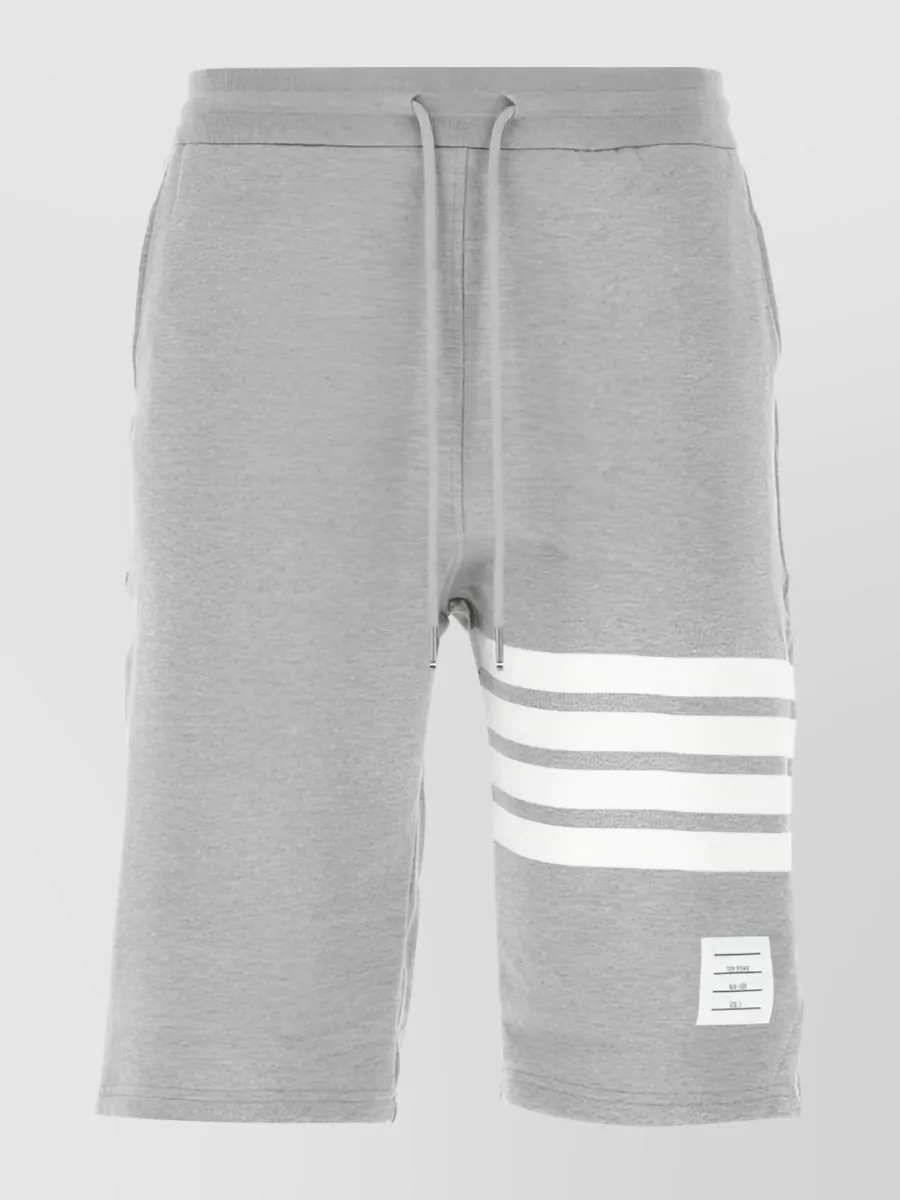 Shop Thom Browne Engineered 4-bar Cotton Track Shorts In Grey