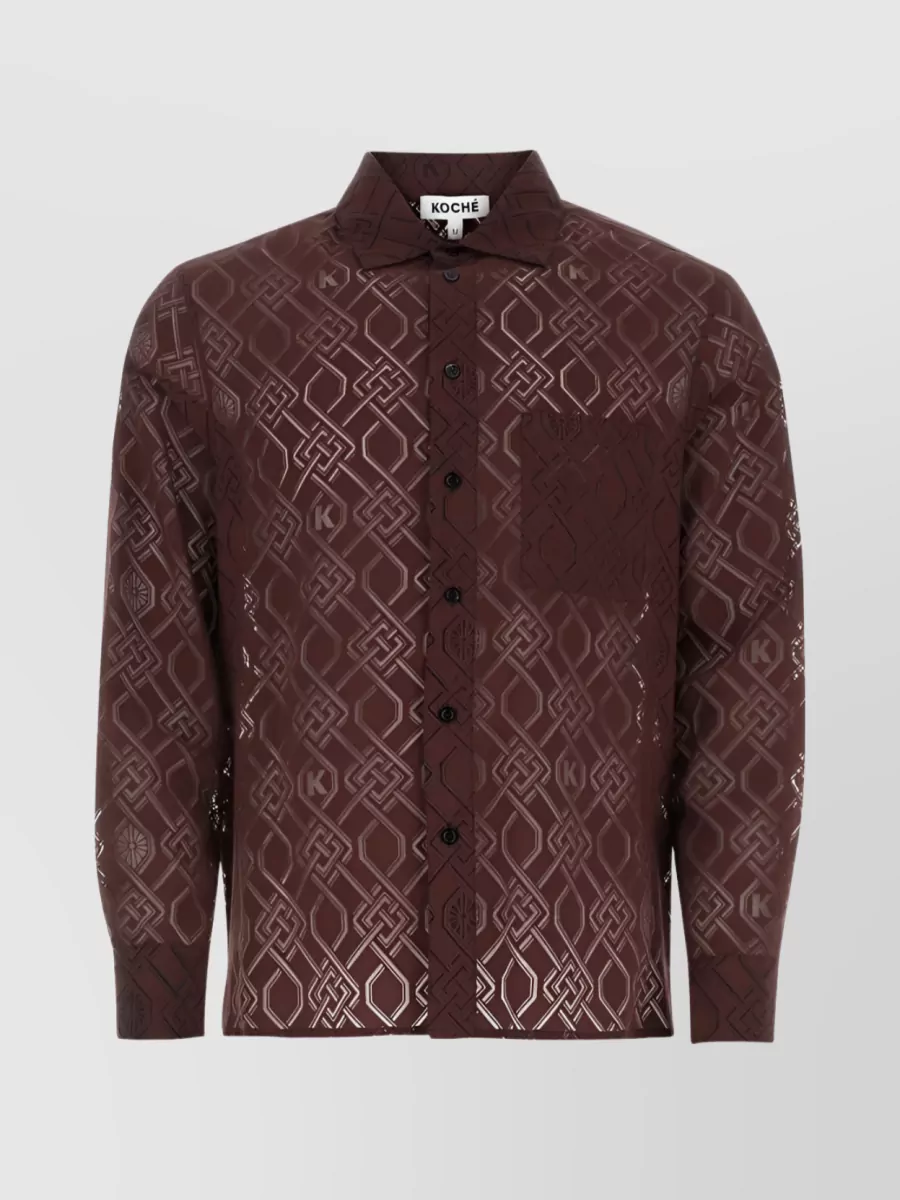 Koché Monogram-pattern Long-sleeve Shirt In Burgundy