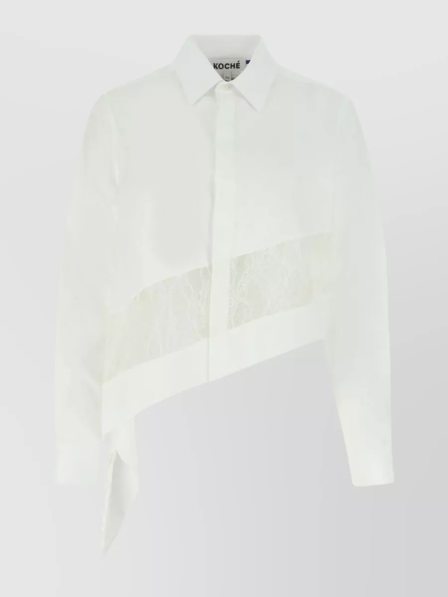 Shop Koché Cotton And Lace Shirt With Unique Design In White