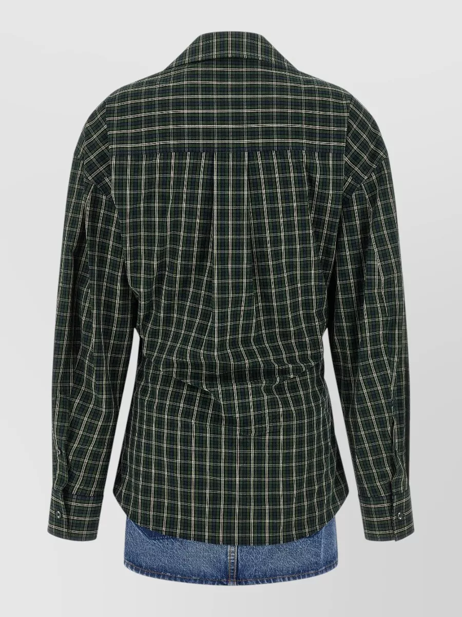 Alexander Wang Cotton Checked Wrap Mini Shirt Dress