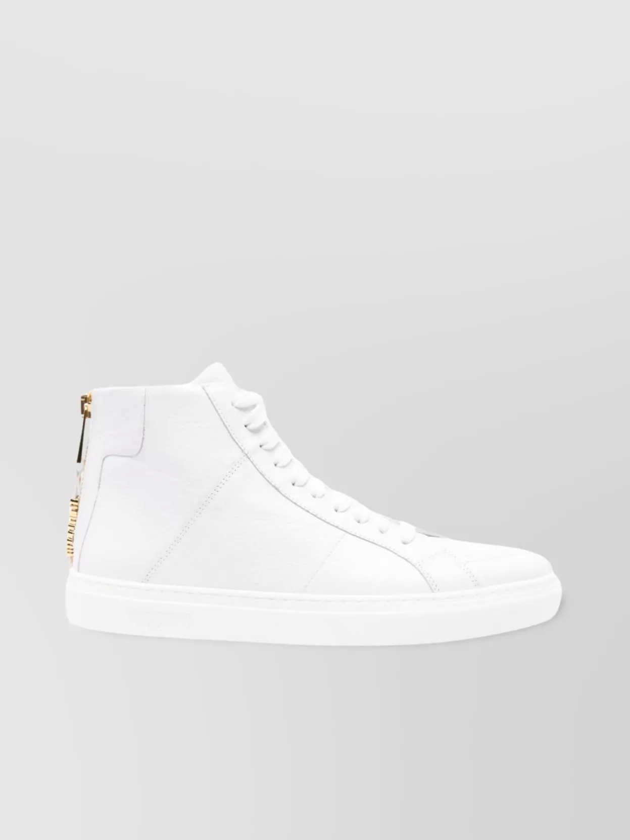 Shop Moschino Crinkled Finish Zipper Sneakers In White
