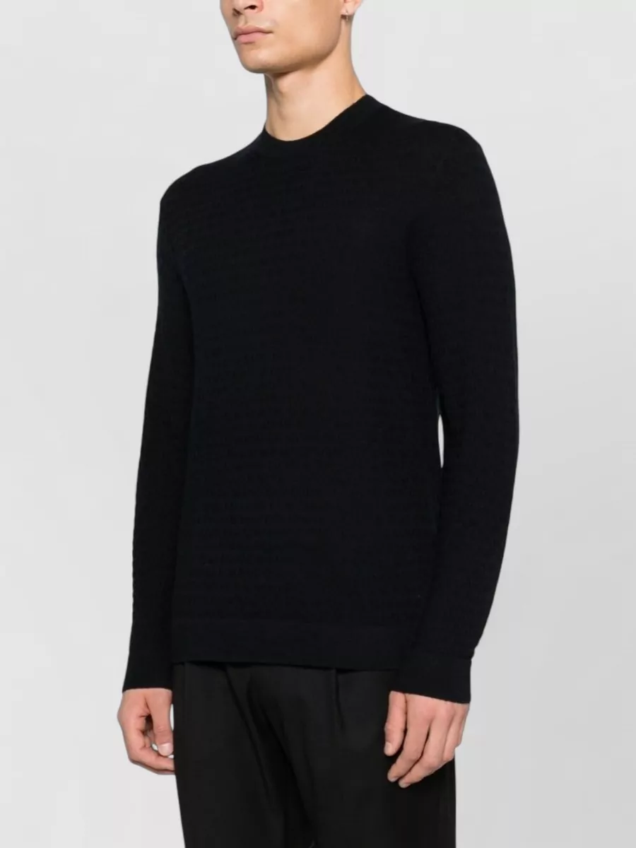 Emporio Armani Wool Crew Neck Textured Knit Sweater