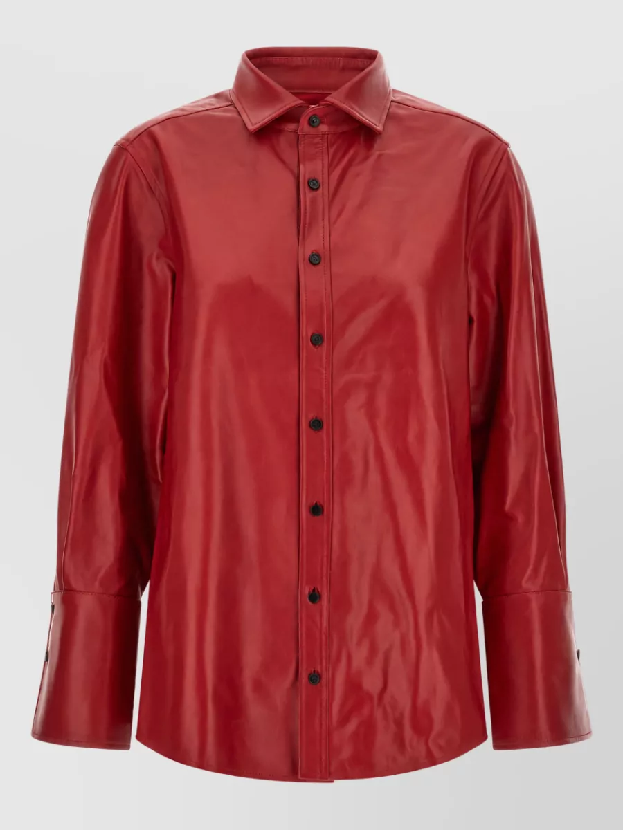 Co leather fitted shirt jacket
