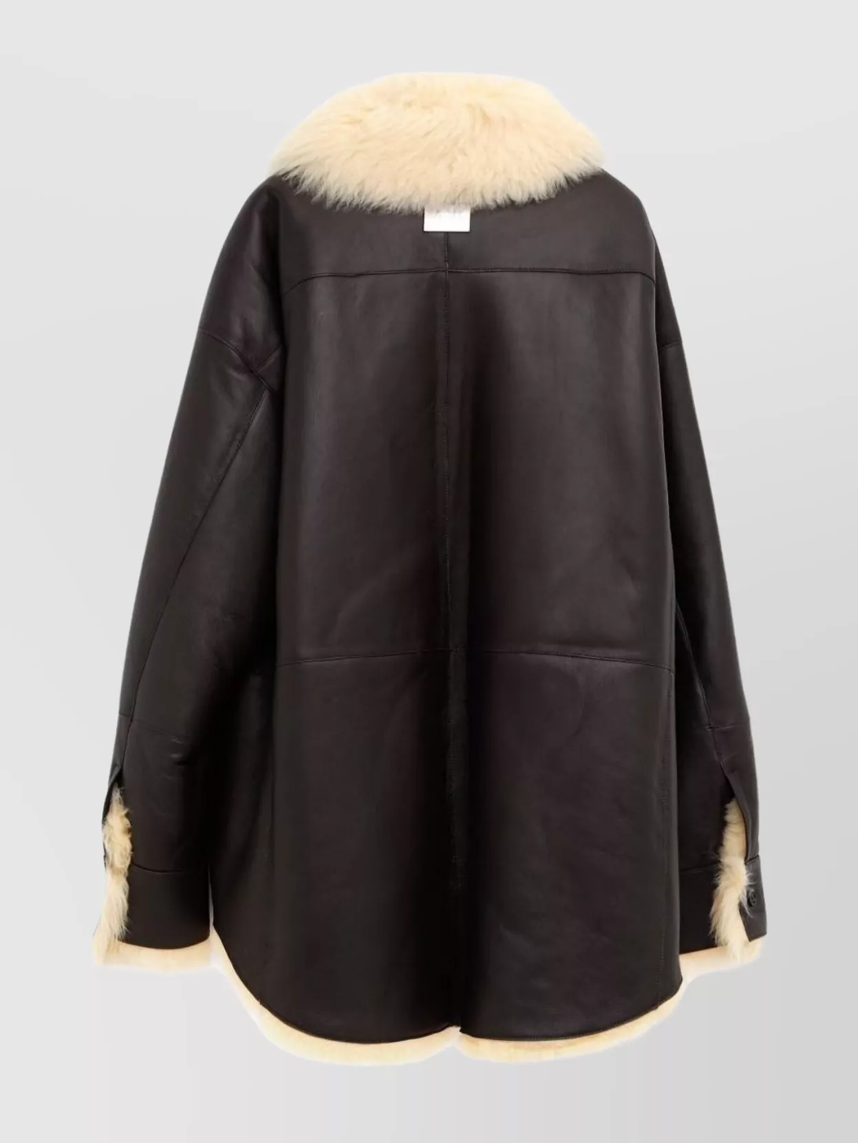 Acne Studios Shearling Collar Leather Jacket Side Pockets In Black