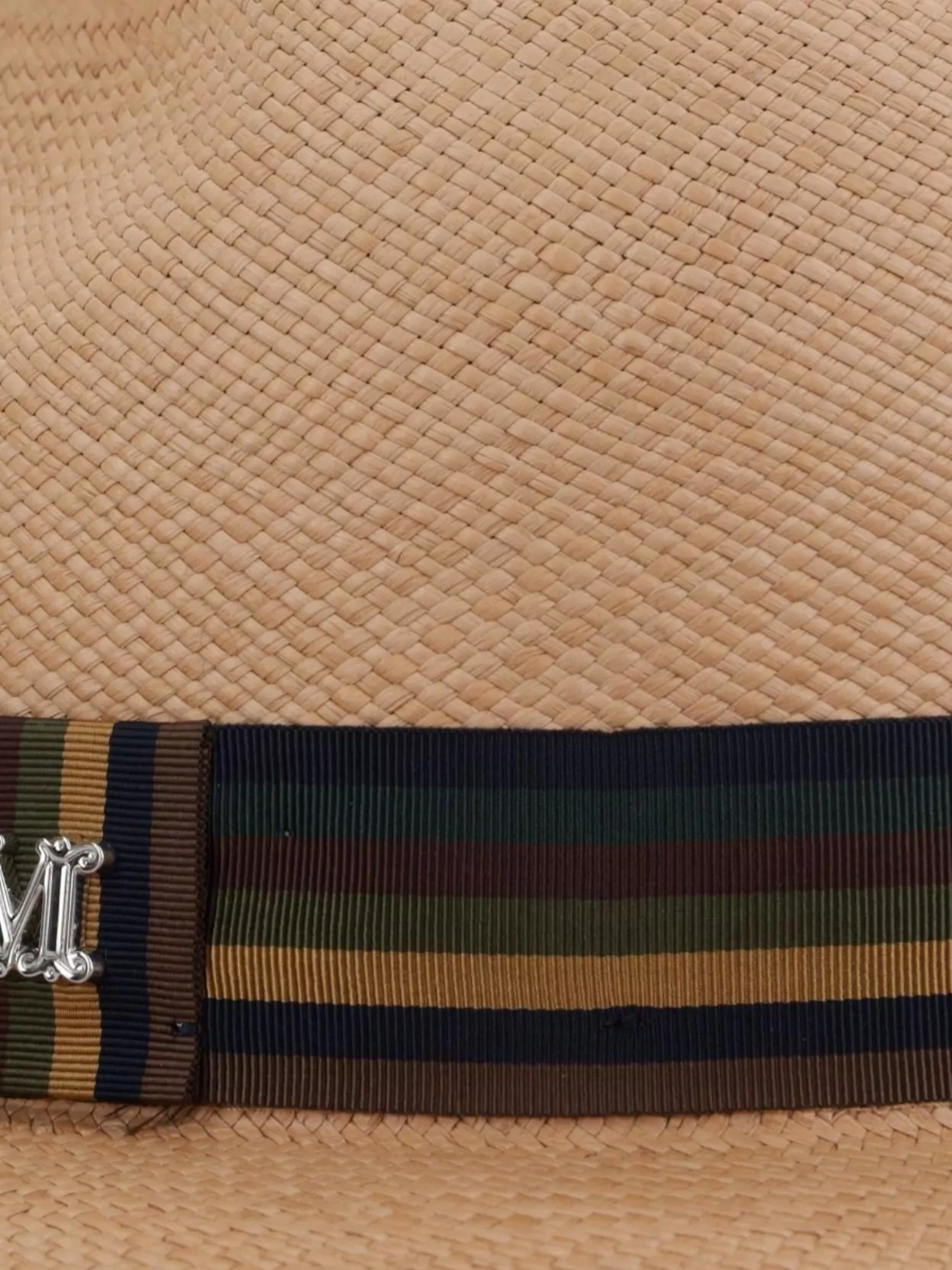 Max Mara Straw Panama Hat Ribbon Band