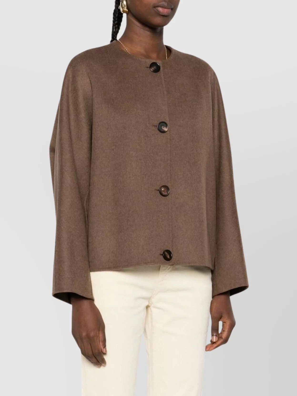 S Max Mara Wool Blend Round Neck Long Sleeves Coat