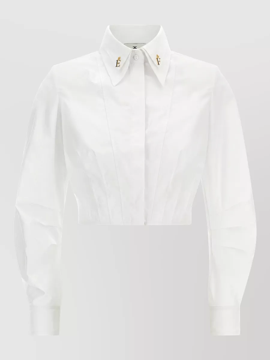 Elisabetta Franchi Cropped pleated bustier cotton shirt