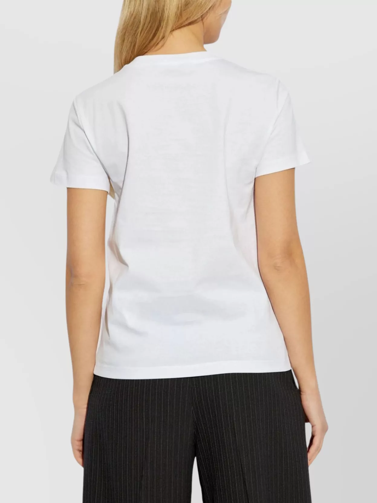 Max Mara Short Sleeve Crew Neck Top With Pocket In White