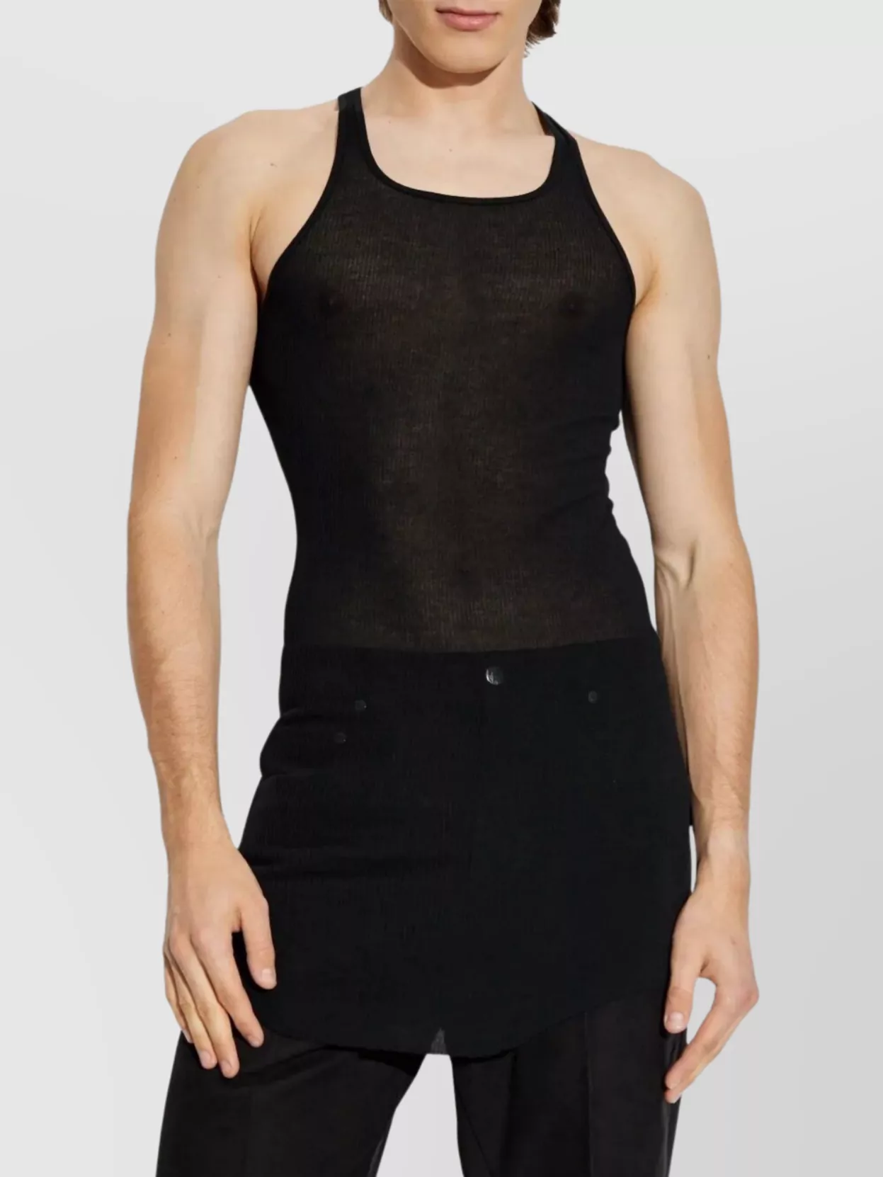 Rick Owens Ribbed Tank Top Racerback Neckline