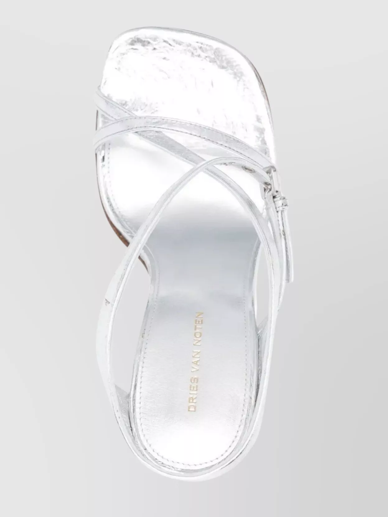 Dries Van Noten Asymmetric Strappy Sandals With Metallic Curved Heel