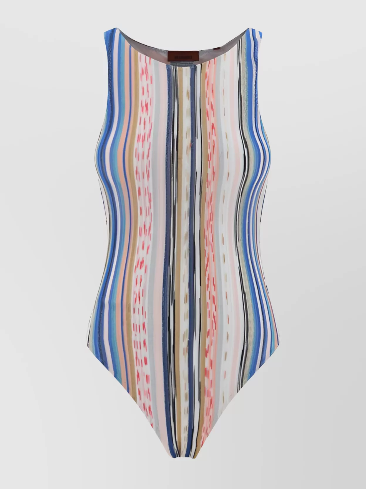 Shop Missoni High-leg Striped V-neckline Swimsuit