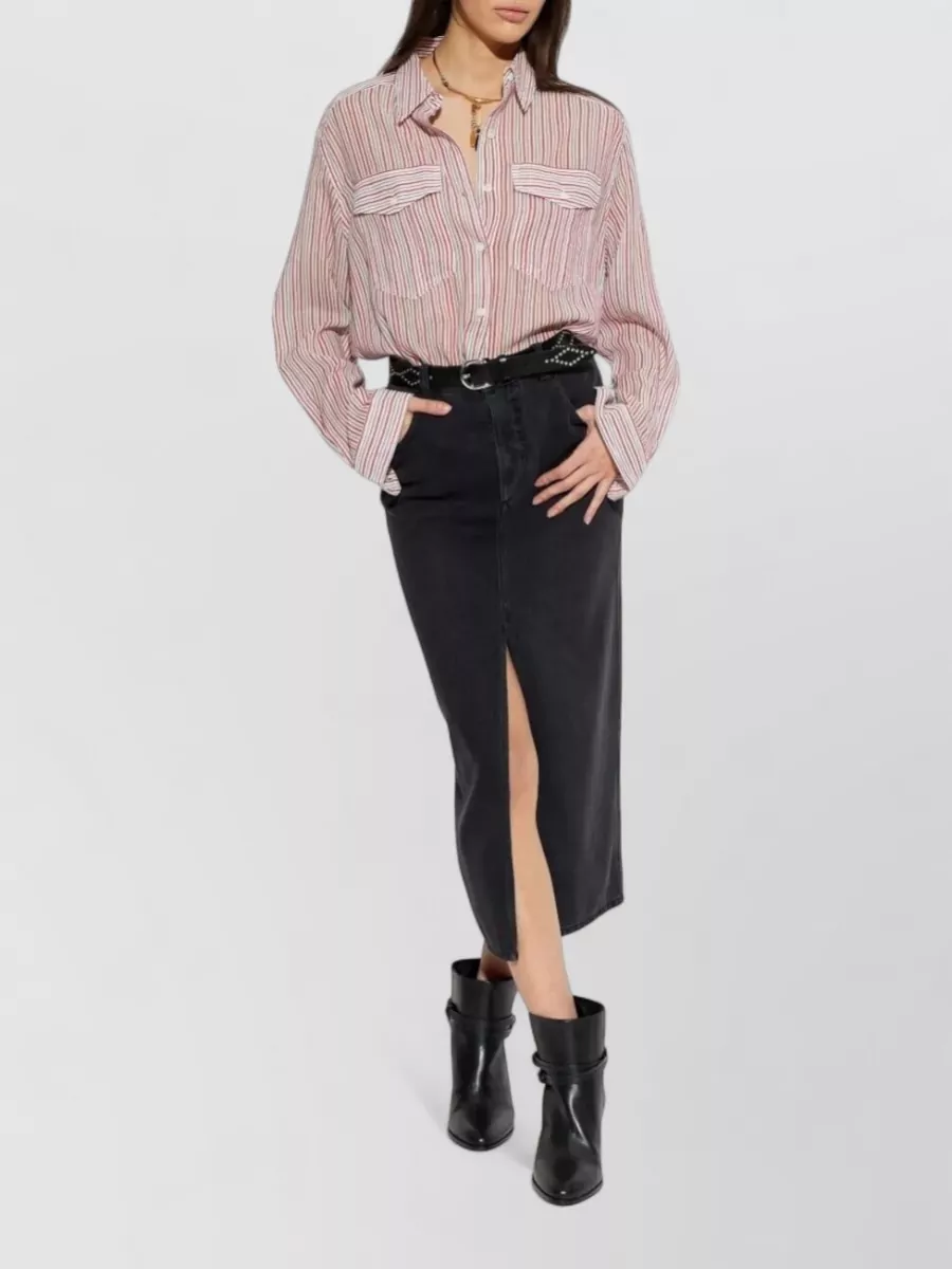 Isabel Marant Etoile Tie Up Cotton Voile Striped Shirt
