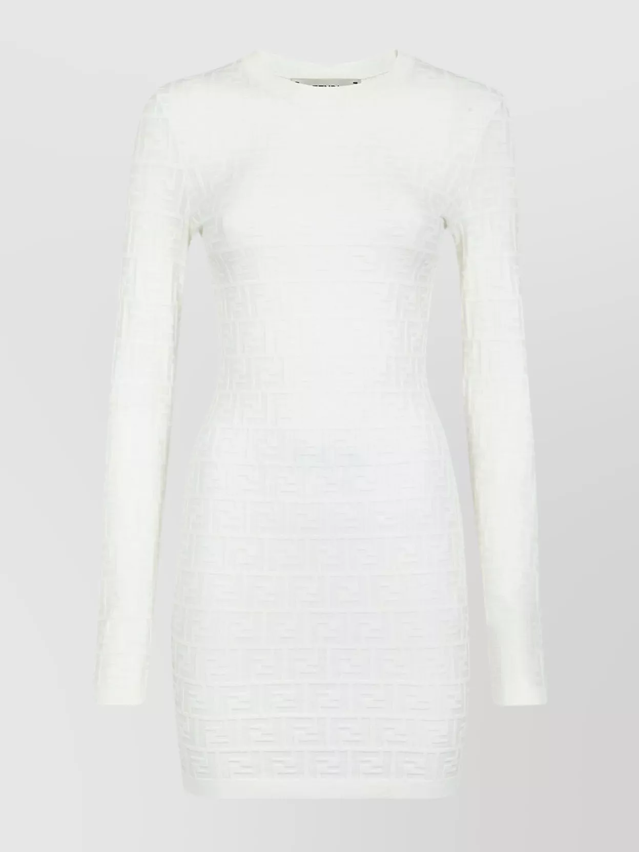 Shop Fendi Crew Neck Geometric Pattern Long-sleeved Dress