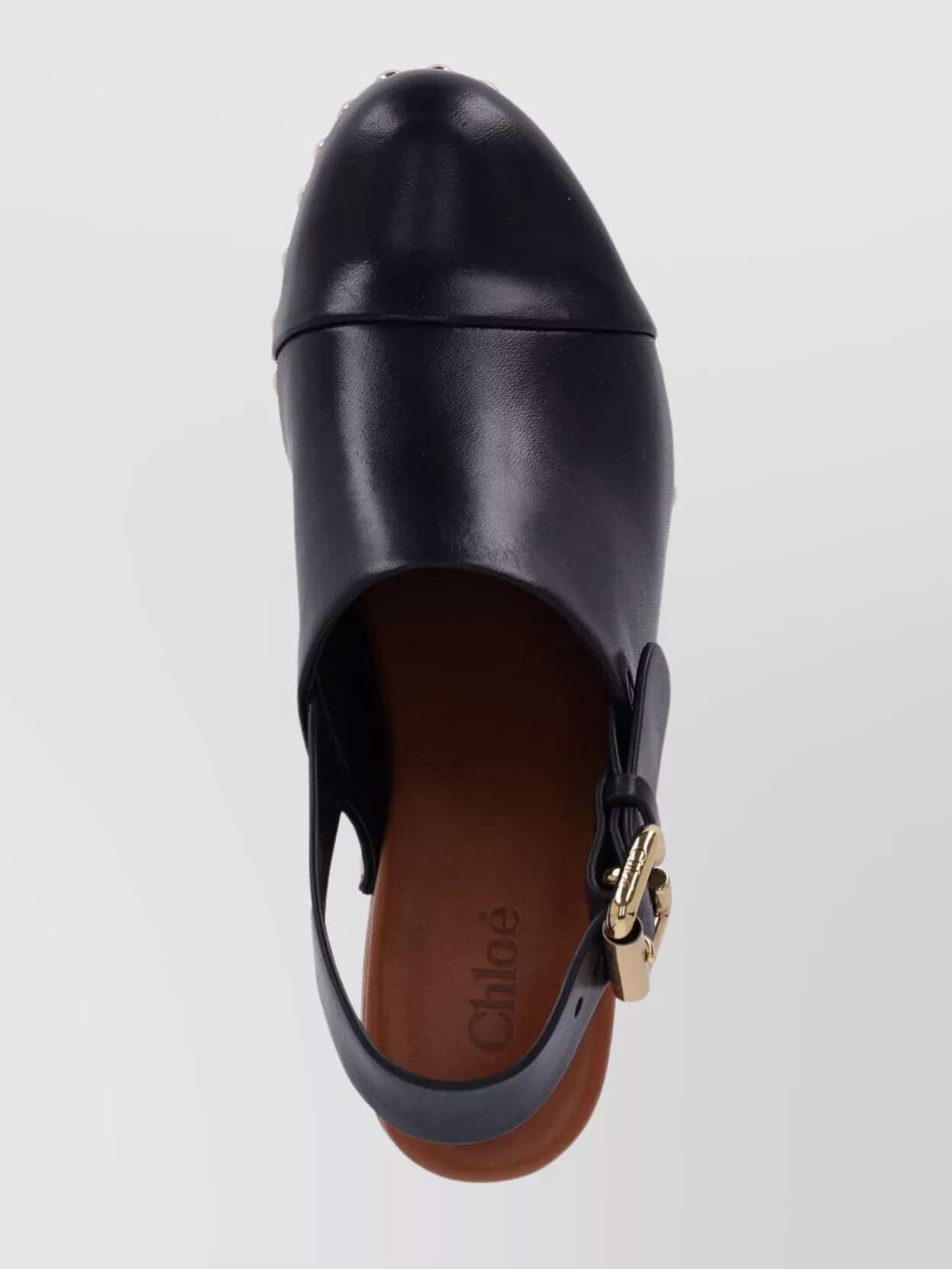 Shop Chloé Studded Wooden Heel Pumps