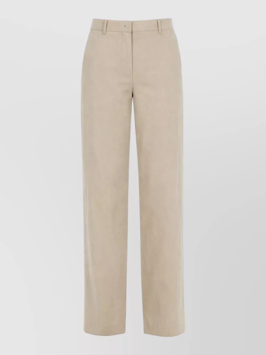Paul Smith Linen Tailoring Trousers Straight Wide Leg In Neutral