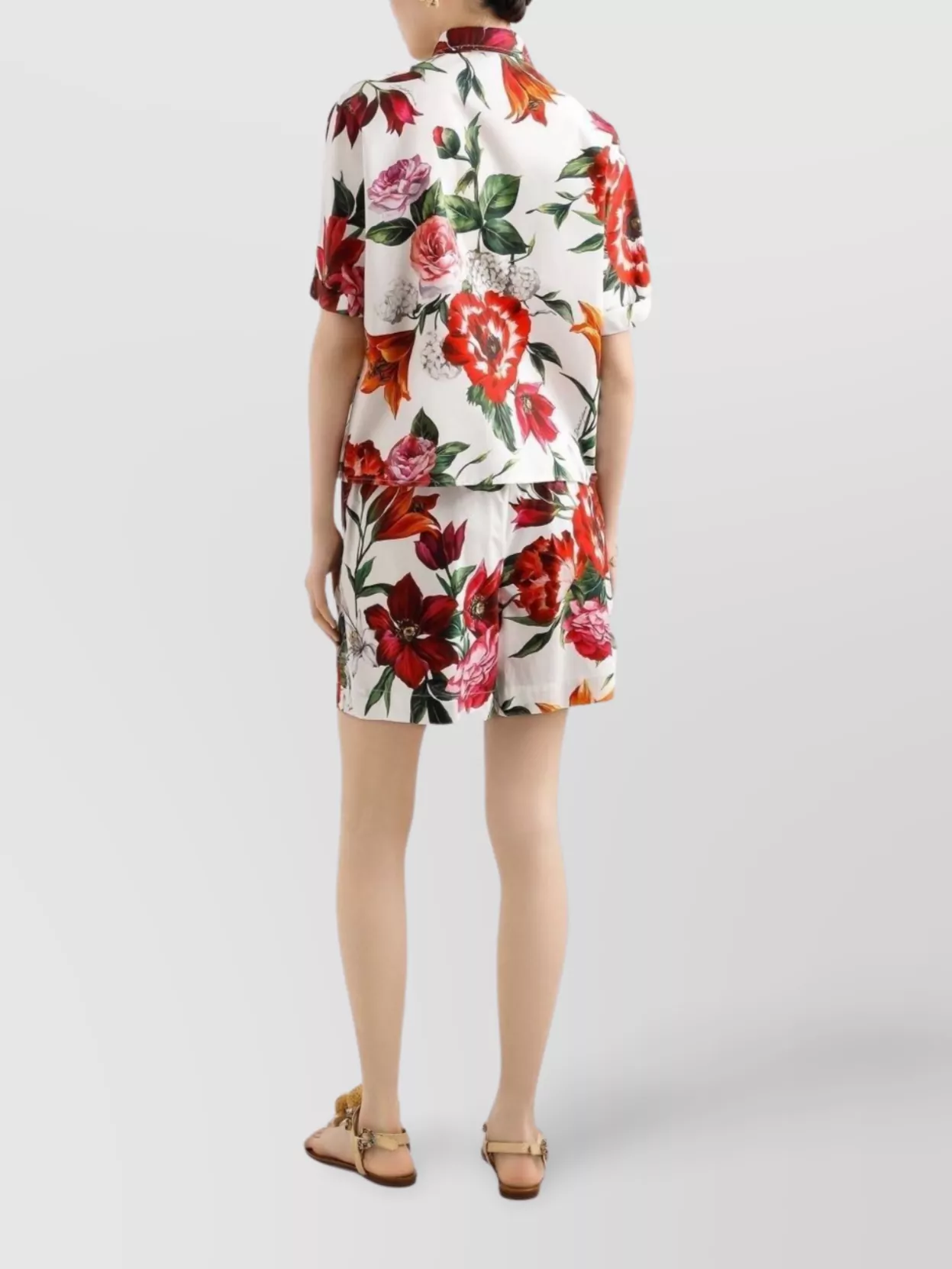 Dolce & Gabbana Floral Pattern Cotton Shirt In Pink