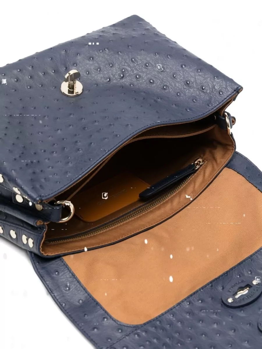 Zanellato Calf Leather Studded Shoulder Bag