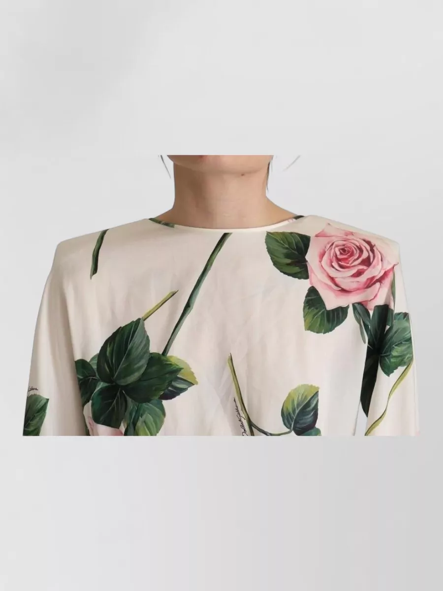Dolce&Gabbana Silk Floral-Print Long-Sleeve Knee-Length Dress