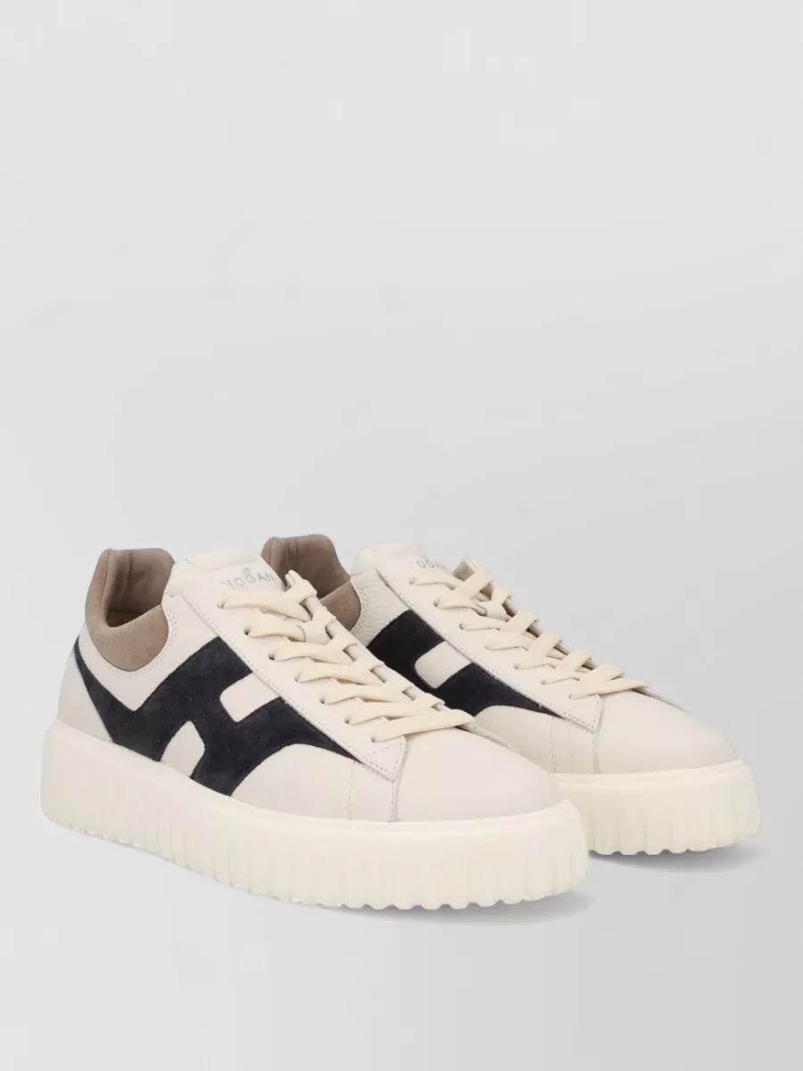Hogan Low Top Sneakers Round Toe Panels Collar