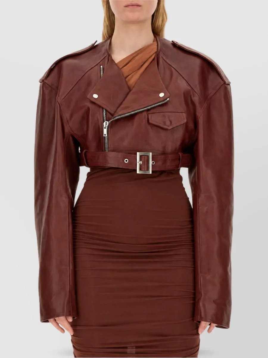 Rick Owens lamb leather cropped jacket