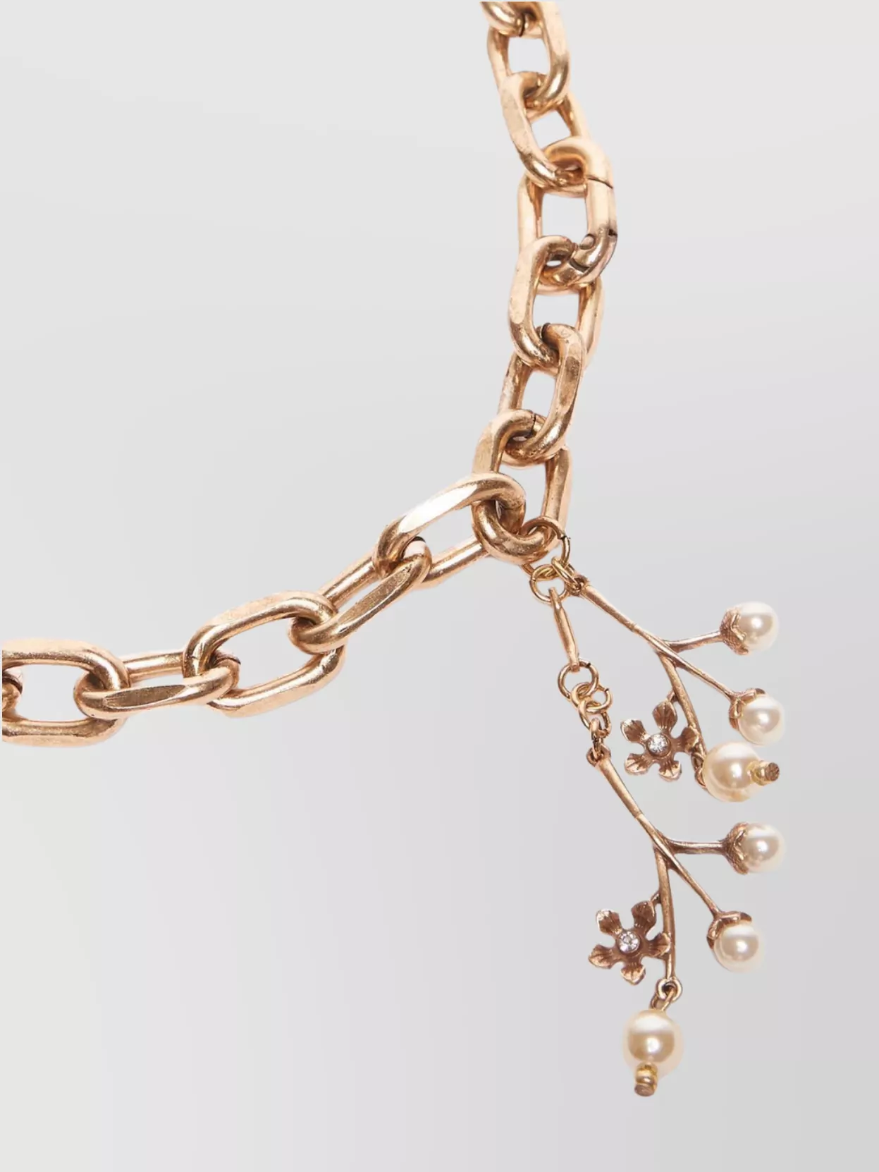 S Max Mara Chain Necklace With Flower And Pearl Pendants