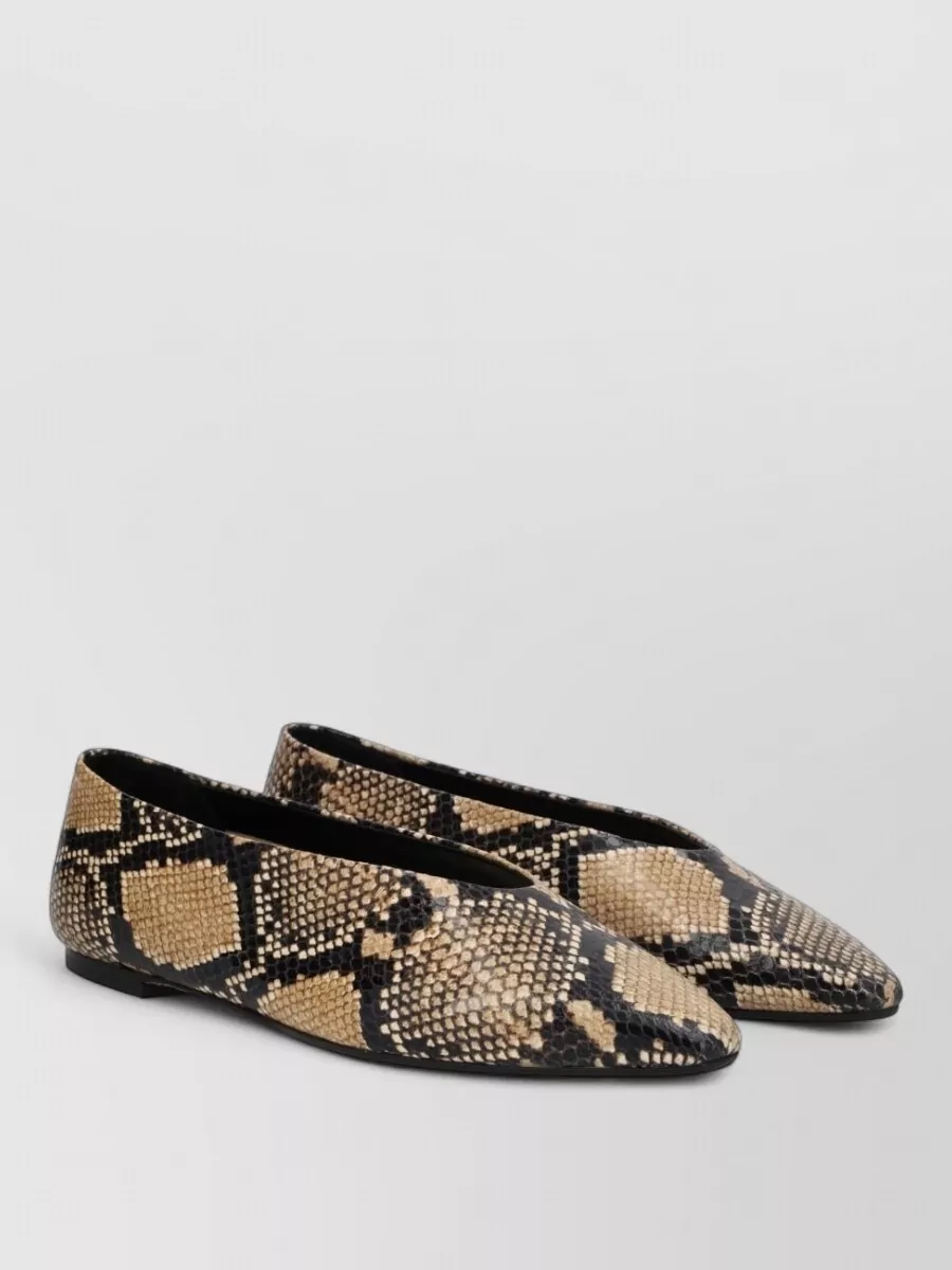 Aeyde Snake-Print Leather Ballerina Flats